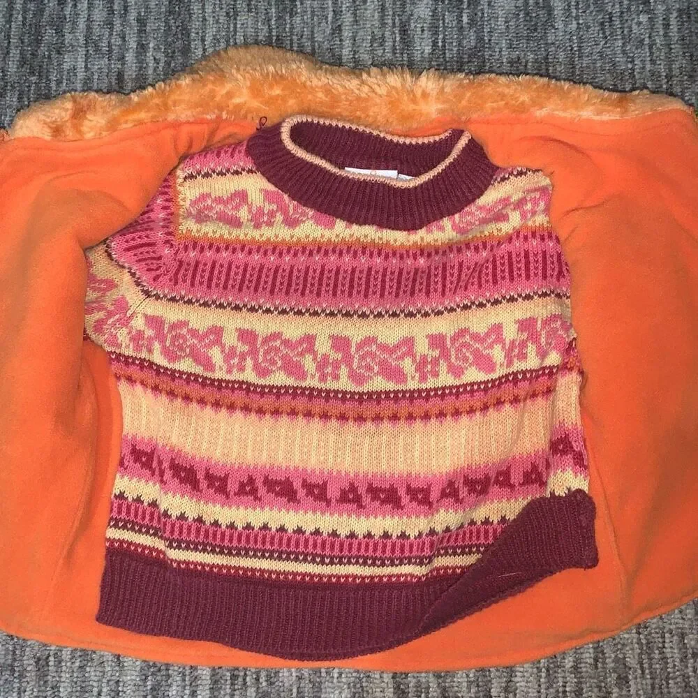 B T Kids Girls Size‎ 4T Zip Vest & Sweater 2 Piece Set Outfit Orange Pink Winter